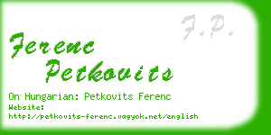 ferenc petkovits business card
